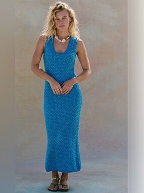 free-est Genie Sweater Midi Dress - Blue - Size Small - NWT